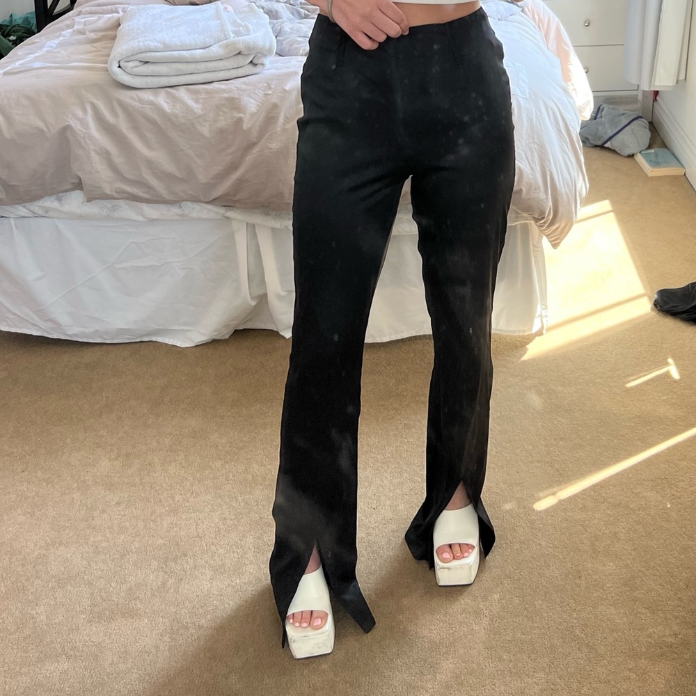White Fox Fair Play Satin Pants Black